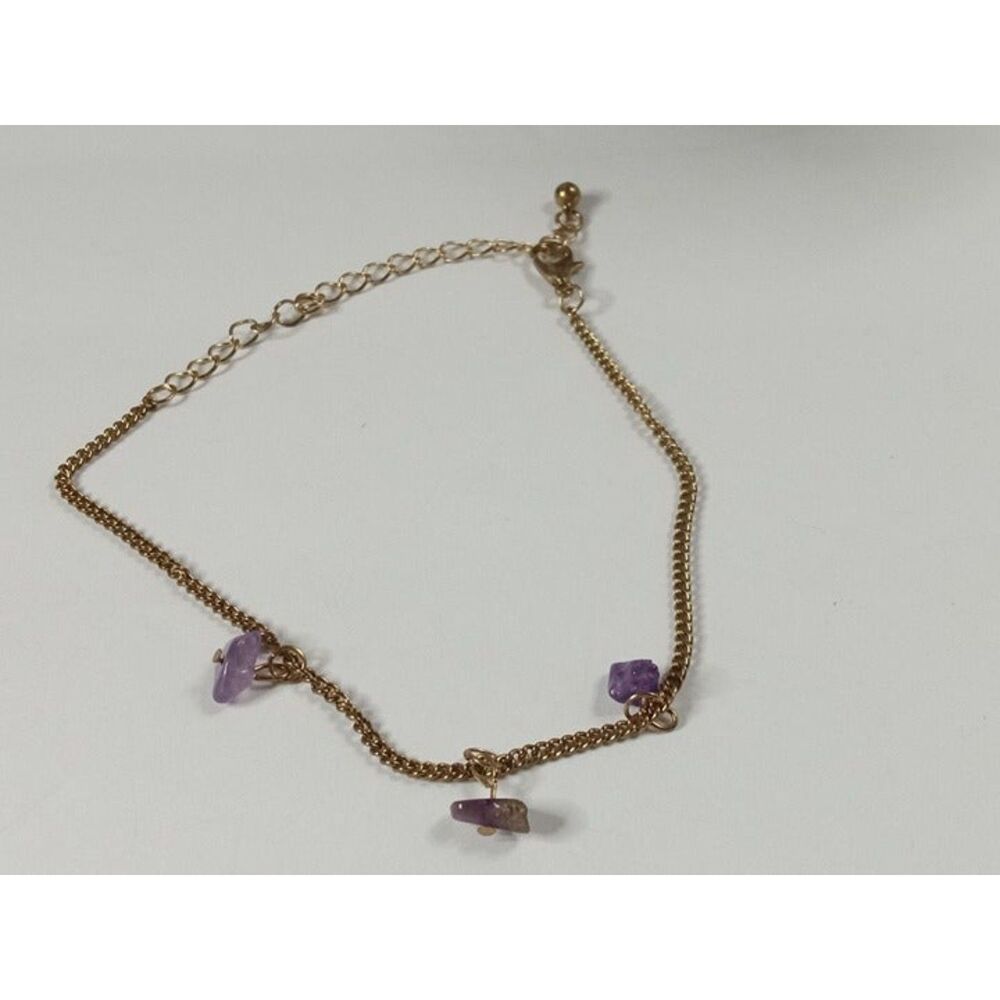 Vintage Amethyst Triple Station Point Gold Tone Bracelet